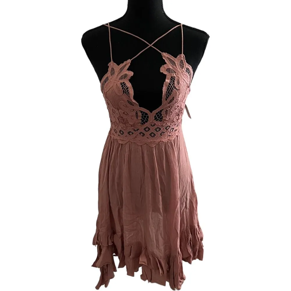 Free People One Adella Slip Short Mini Dress XS Women’s Rose - Image 2