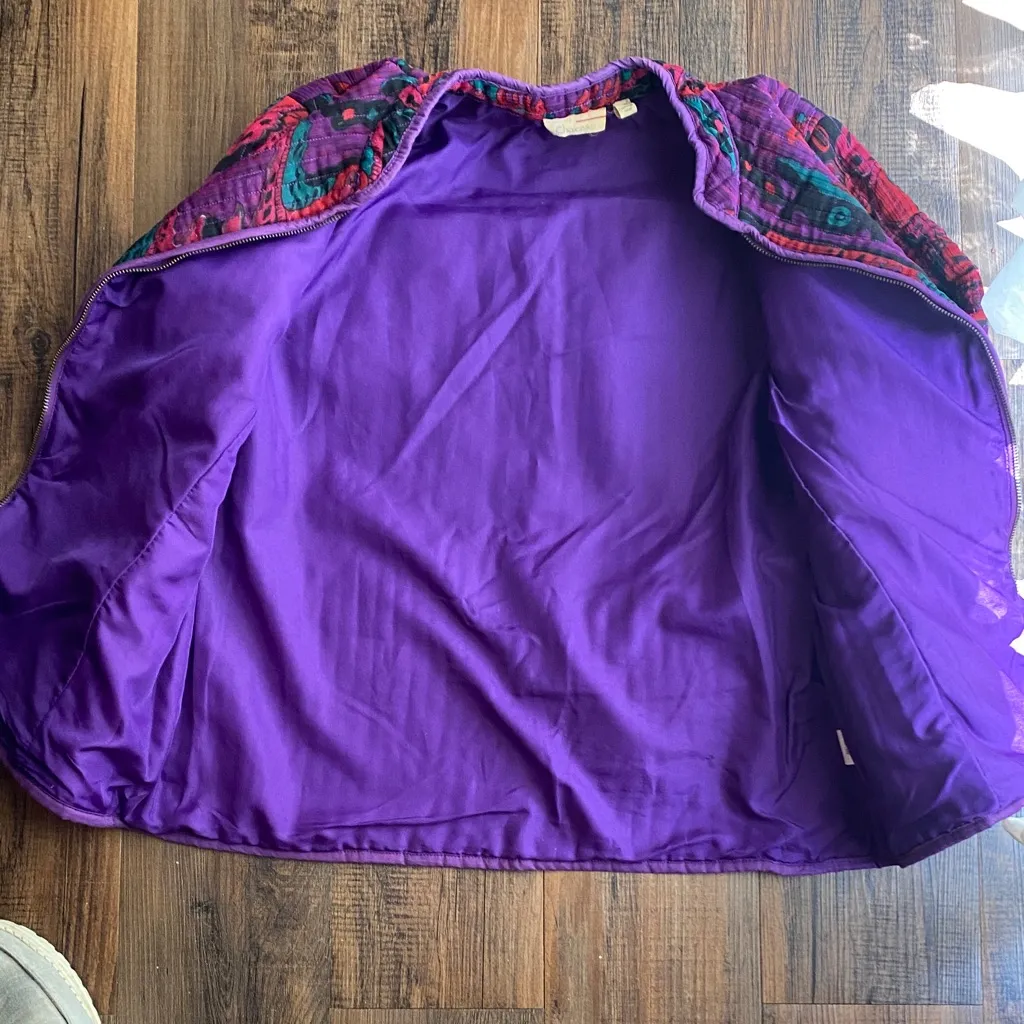Choices Multicolor Quilted Jacket Purple Size M - Image 8