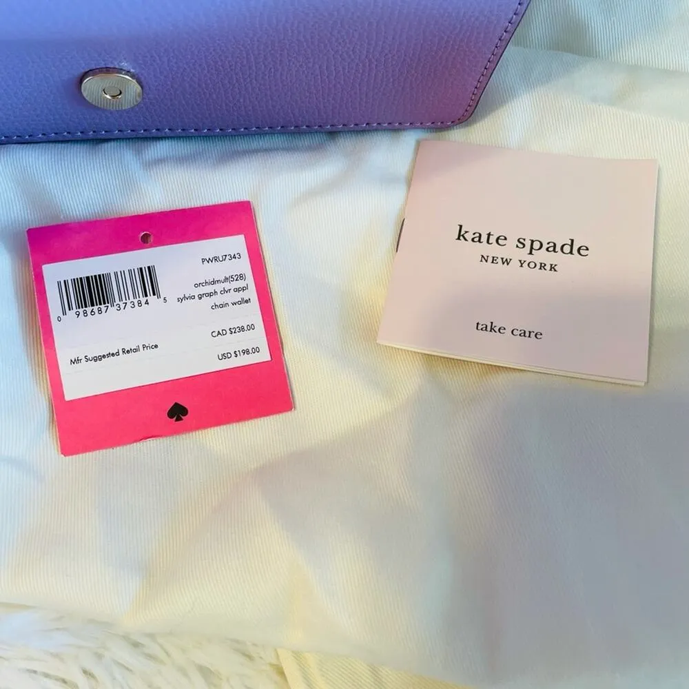 NWT Kate Spade Sylvia Graphic clover appliqué chain wallet - Image 5