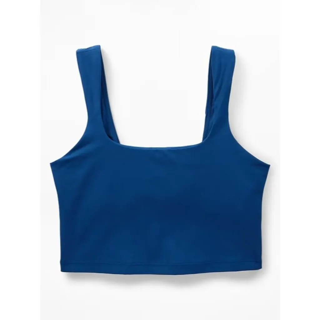 Athleta M Transcend Square Neck Crop Sports Bra Medium D-DD Maritime Blue - Image 3
