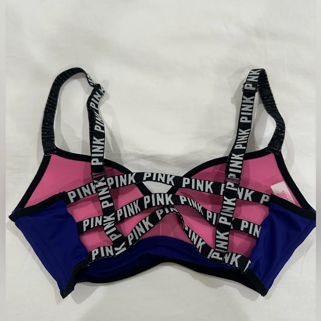 Vintage Victoria's Secret PINK Strappy Blue Push-up Bra - Image 3