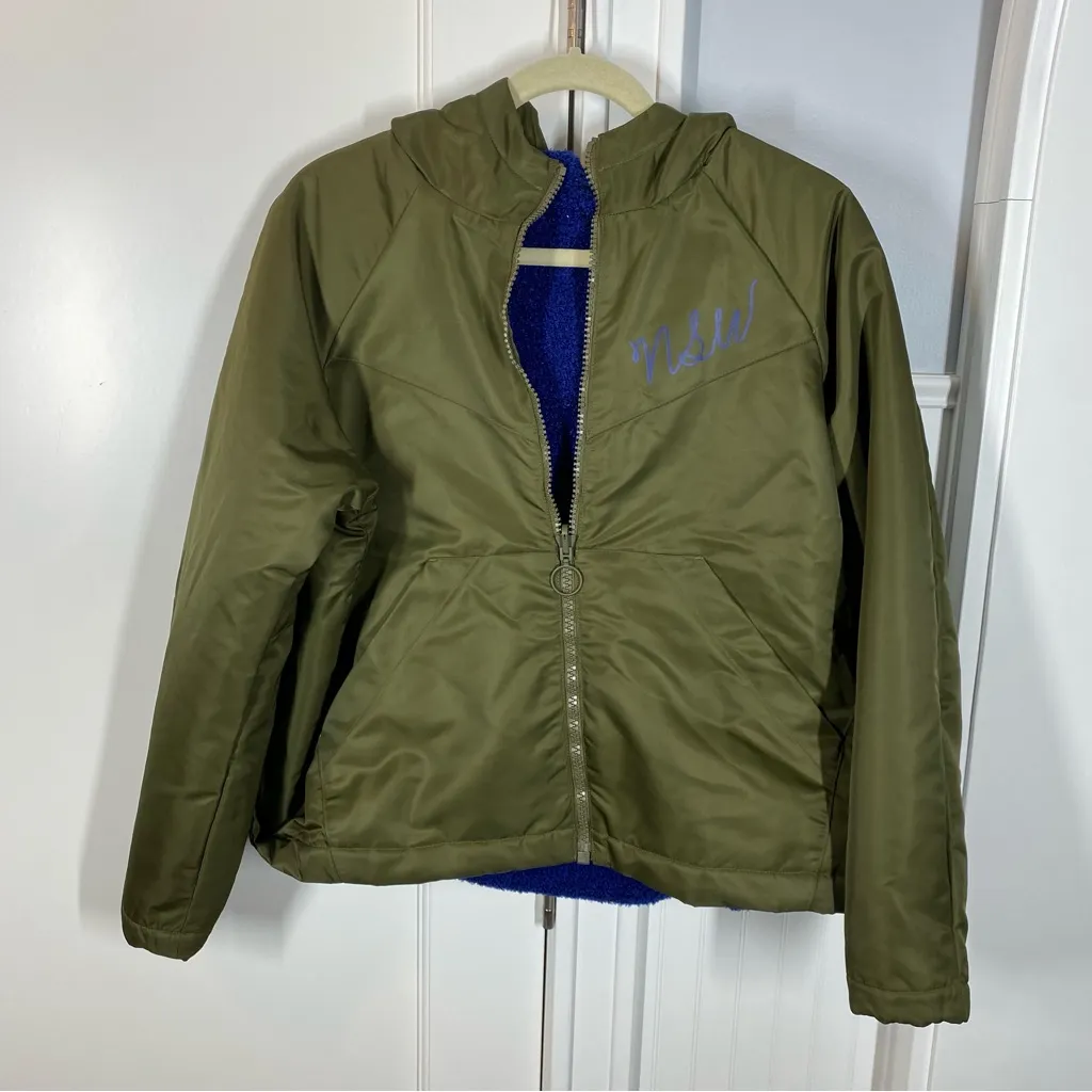 Nike Sportswear NSW Sherpa Women's Reversible Jacket blue‎ and green size small - Image 2