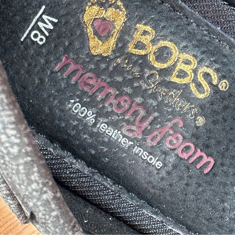 Bobs from Skechers Luxe Lily Love‎ Camo Rhinestone Faux Leather Slip On Flats 8 Black - Image 10