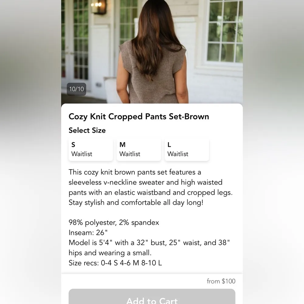 Cozy Knit Cropped Sweater Pant Set Brown - Image 5