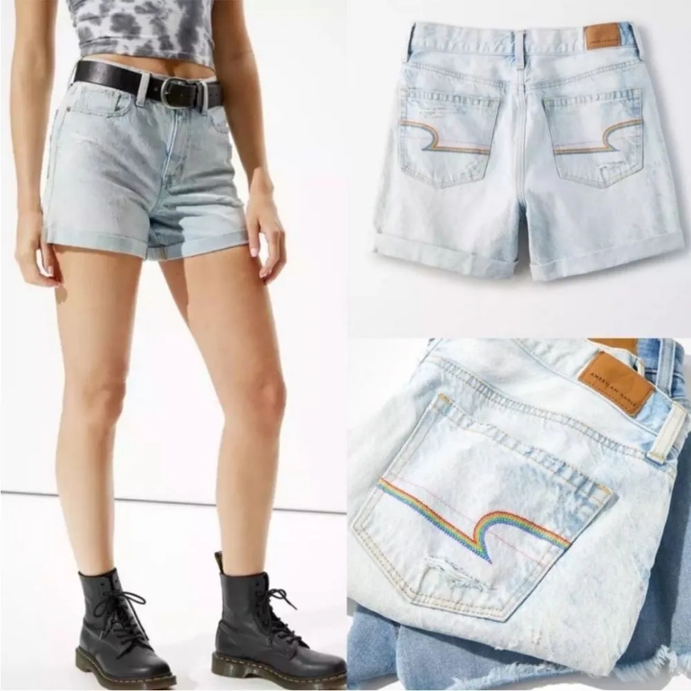 ✨AMERICAN EAGLE Pride Denim Mom Sz 8 Shorts✨ - Image 3