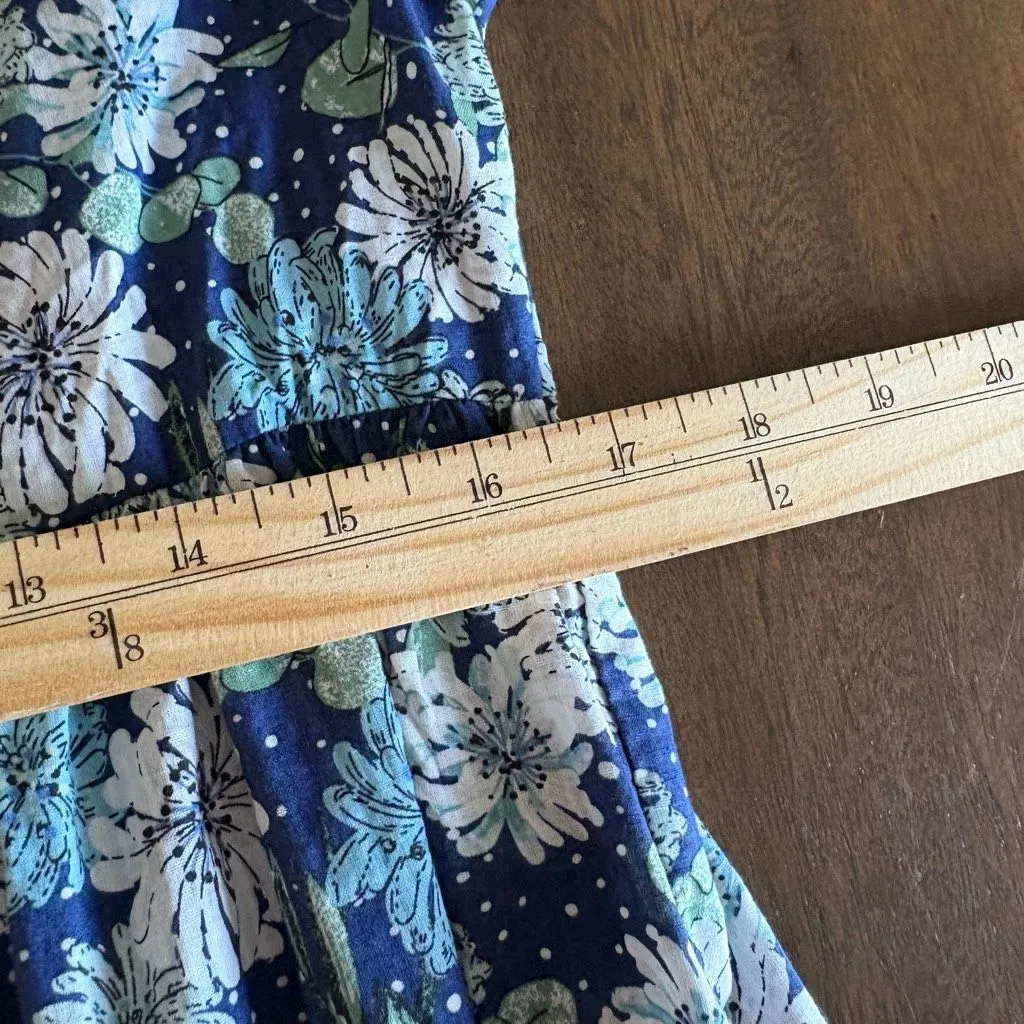 Paul & Joe x Uniqlo Navy Blue Floral Button-Down Puff Sleeve Tiered Dress - Image 9