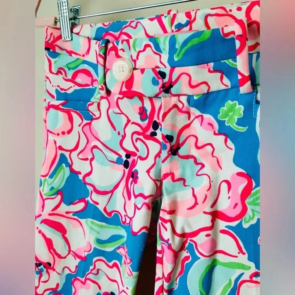 Lilly Pulitzer Crop Capris Women Pink Floral Pant Size 0 - Image 6
