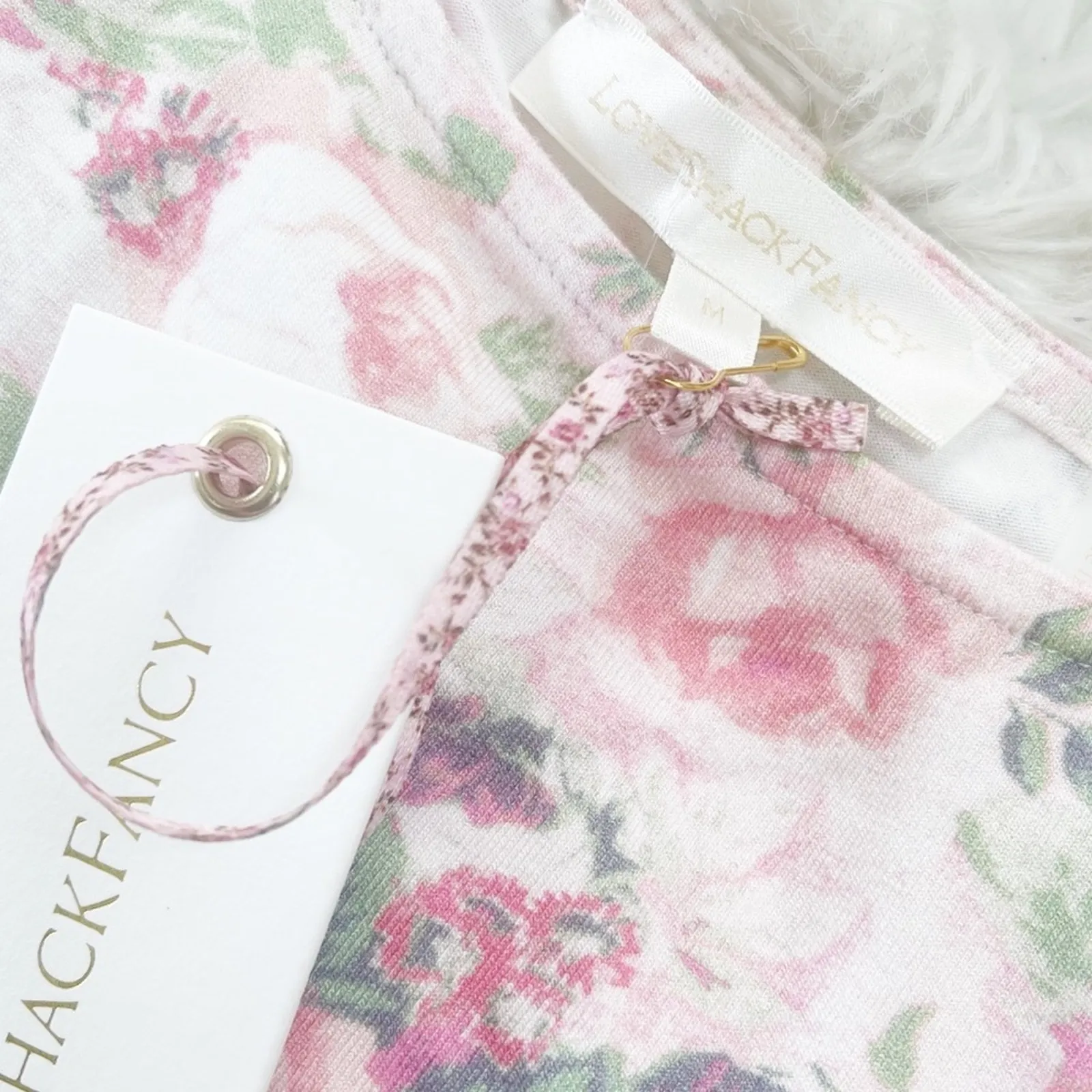 LoveShackFancy Women's Dalary Floral‎ Scoop Neck Puffed Sleeve Dress Size Medium - Image 4