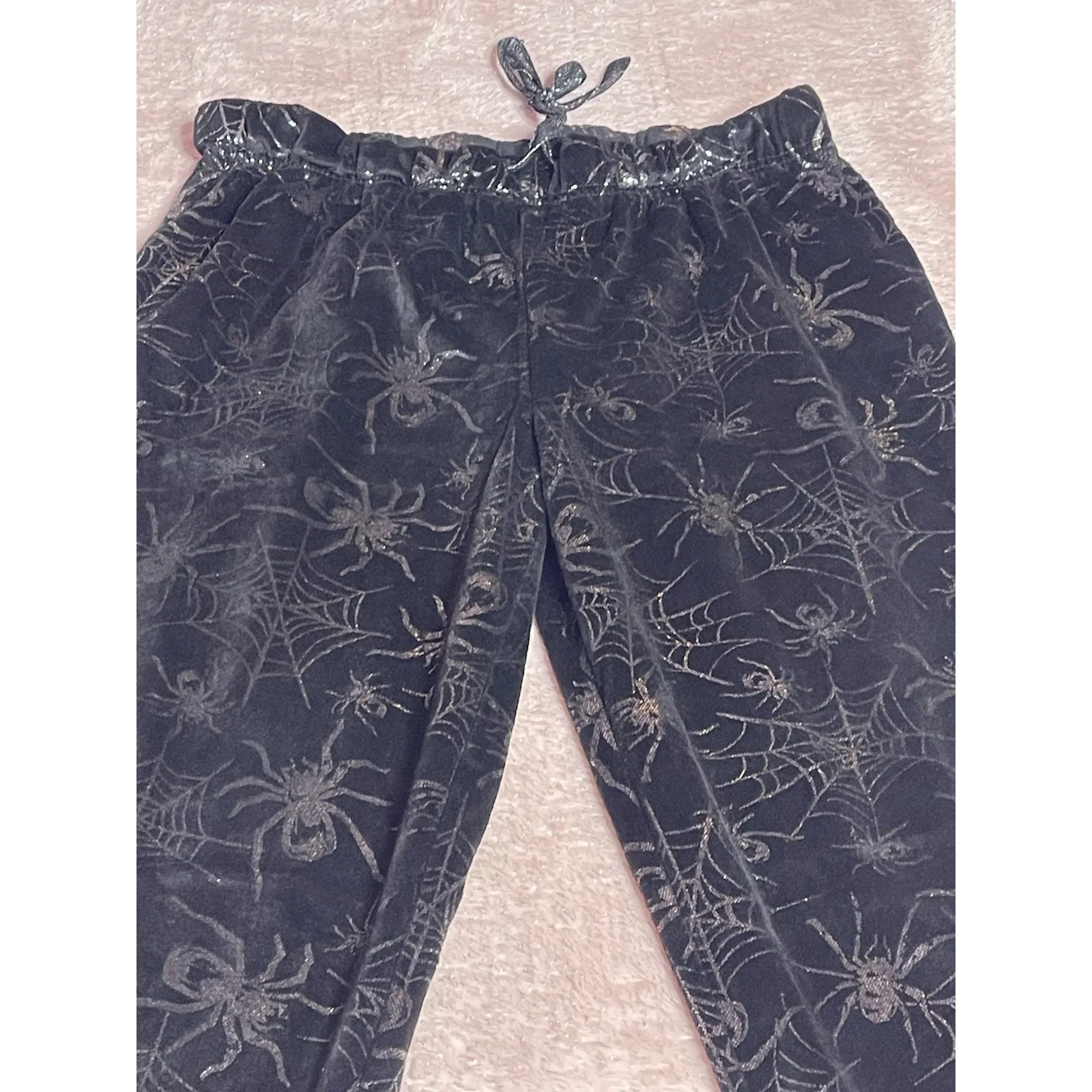 Black & Silver Spider Halloween Sleep Pants Pajama Bottoms Size L I0204 Size L - Image 3