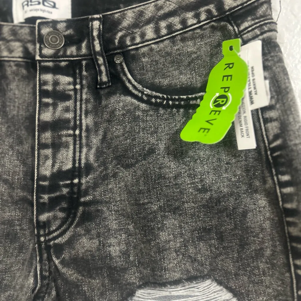 RSQ  New Black Jean Shorts Distressed Vintage Style‎ (255) - Image 2