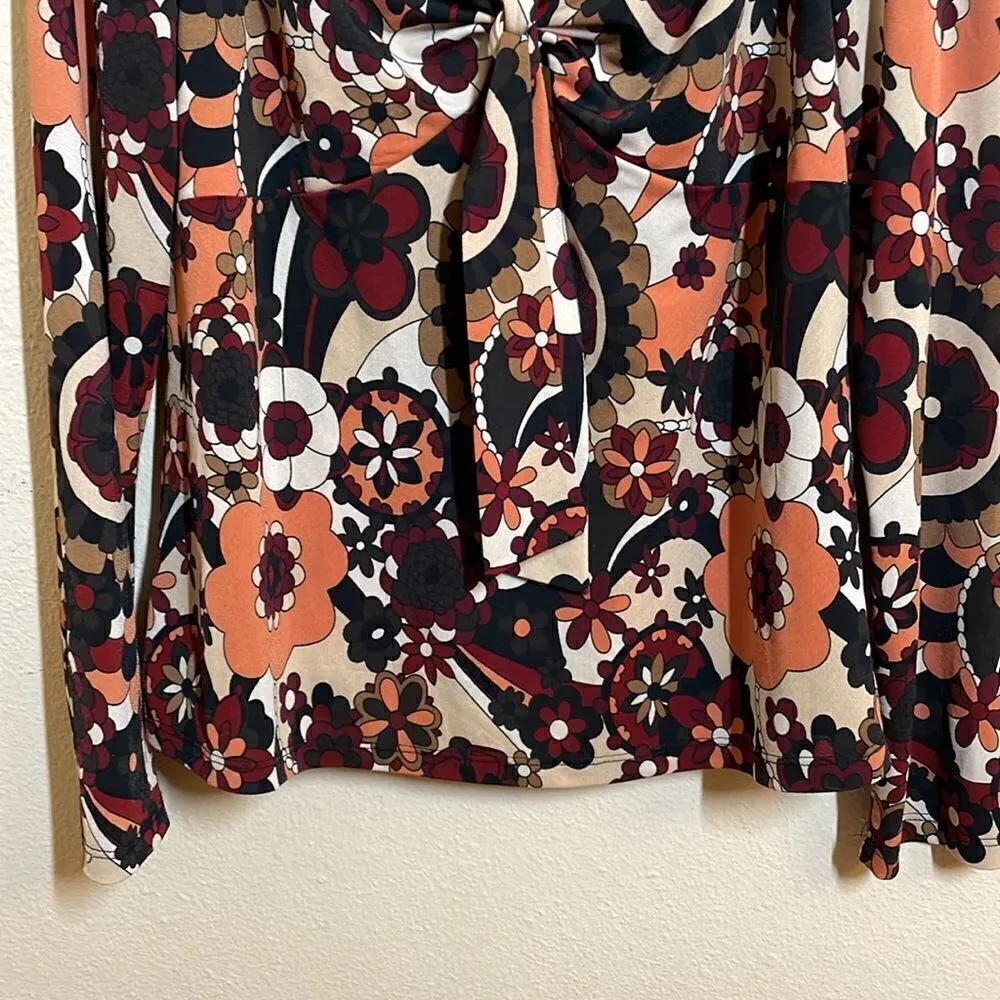 Retro Boho Floral Print 70s style top size XL - Image 4