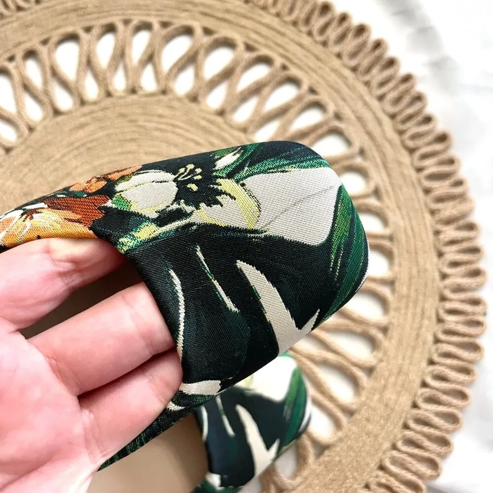 Stuart Weitzman Tropical Botanical Square Toe Green Multicolor Kitten Heels 7.5 - Image 7