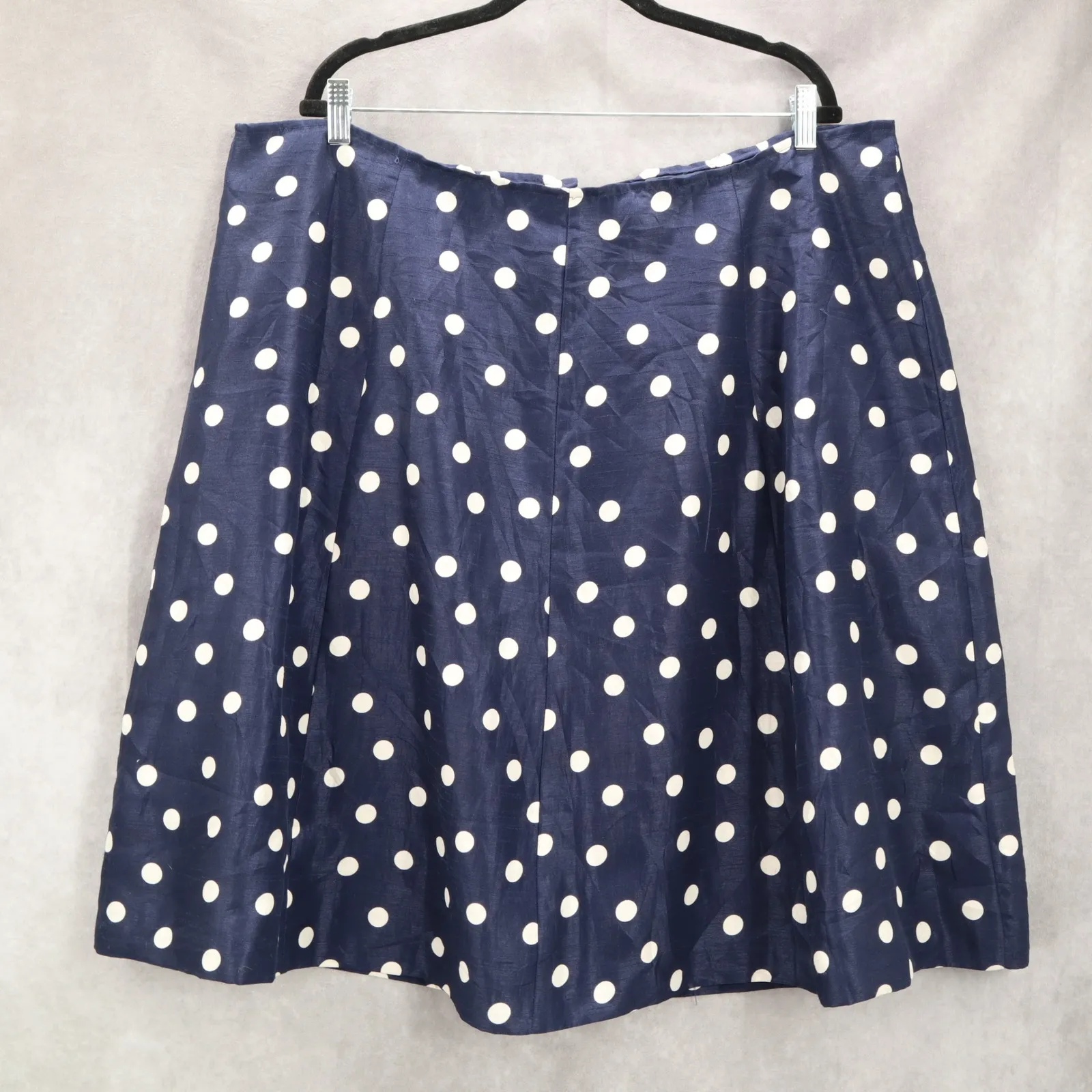 Blue Navy Polka Dots Retro Flare Pleated Party Cottage Flowy Plus Skirt 14 - Image 3