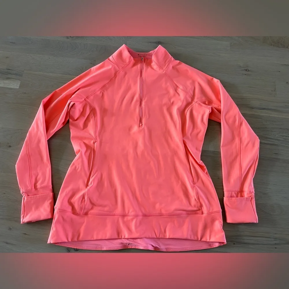 Athleta Whittier Peak Half Zip Pullover neon coral volt size XL - Image 6