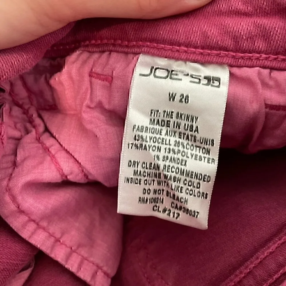 JOE'S JEANS JOES JEANS the Skinny Solid Magenta Pink Lyocell Cotton Jeans W26 26 - Image 7