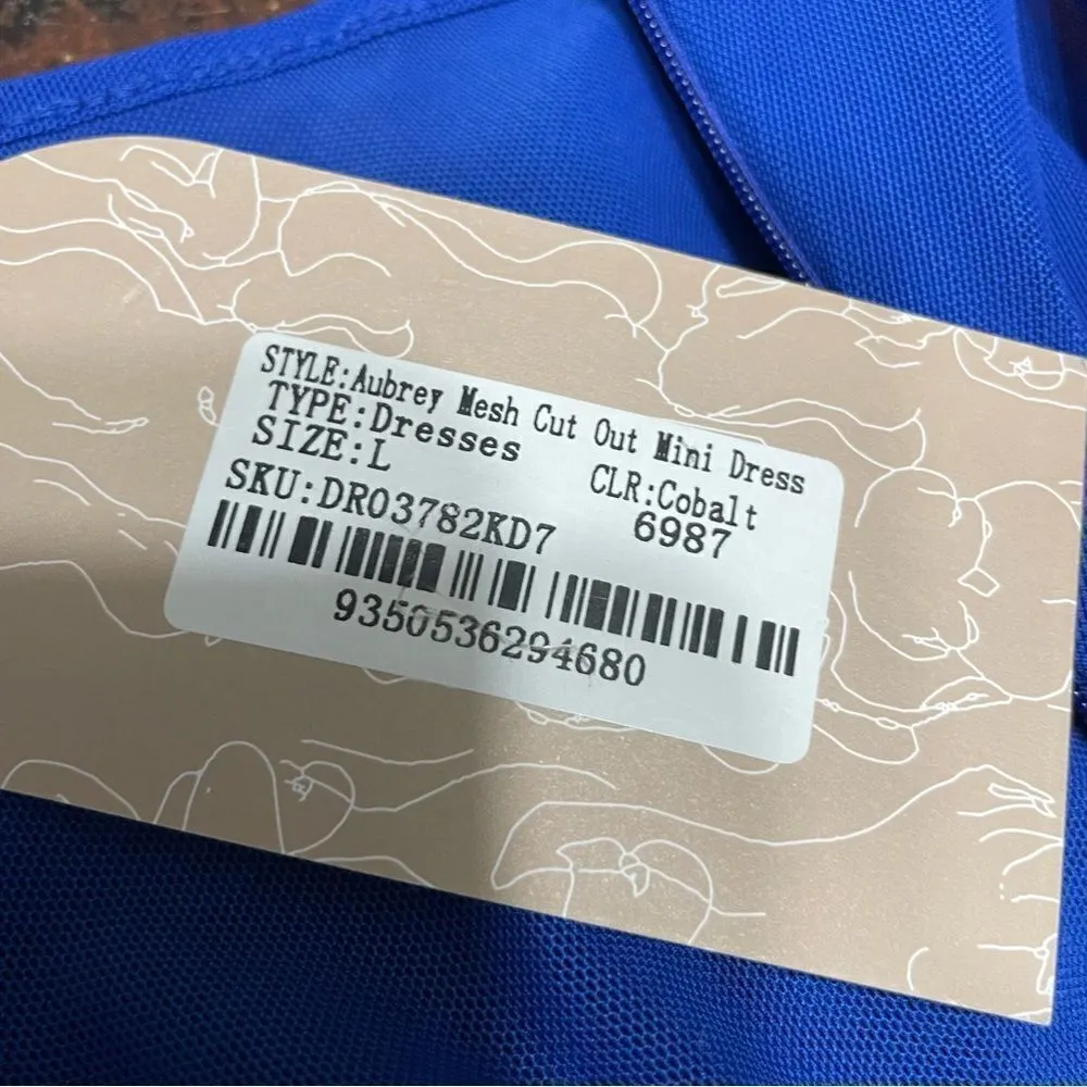 Meshki cobalt blue Cutout mini bodycon‎ Aubrey dress large - Image 7