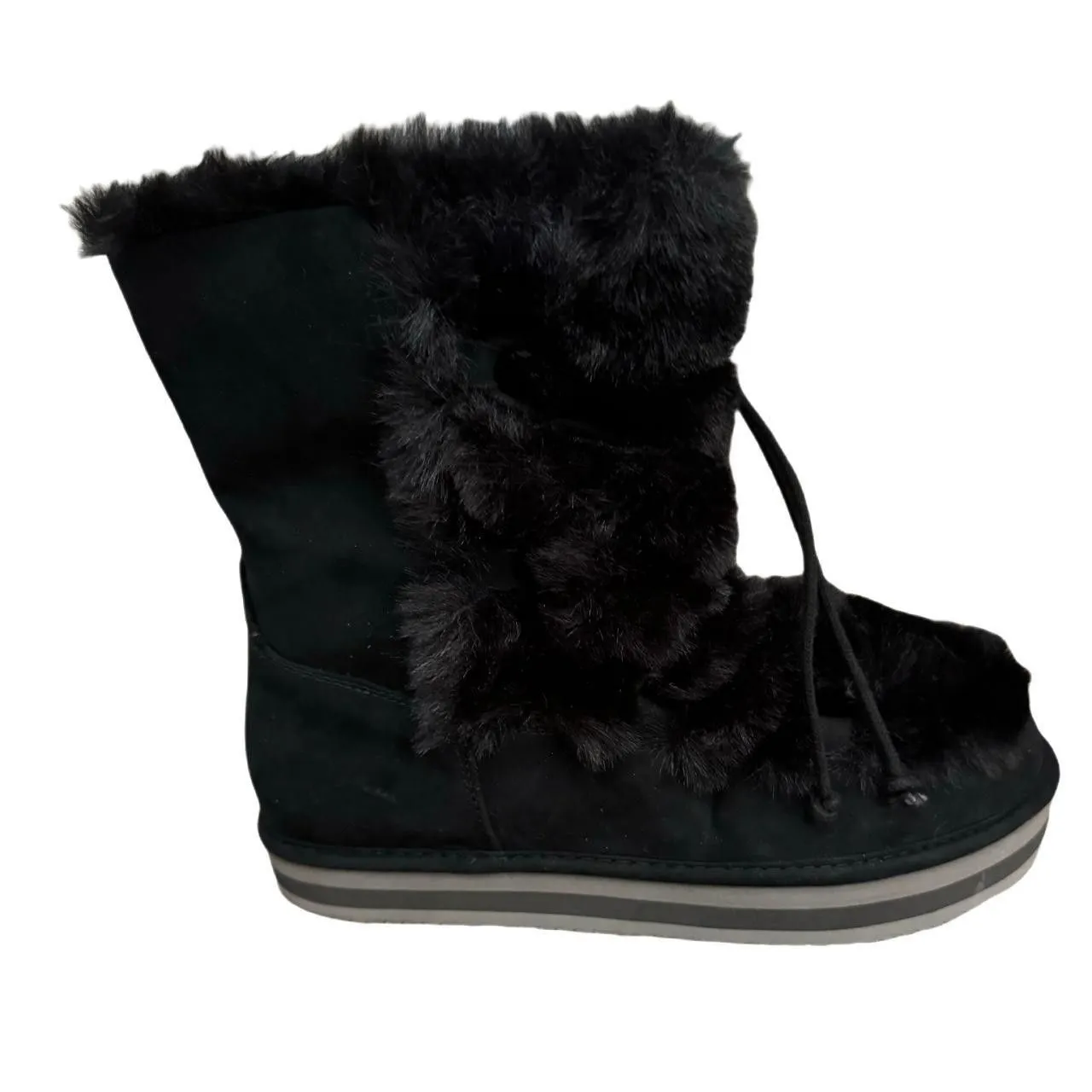 Sun and Stone Faux Fur Winter , Cozy Lined, Suede Finish, Size 6 NIB Black - Image 3