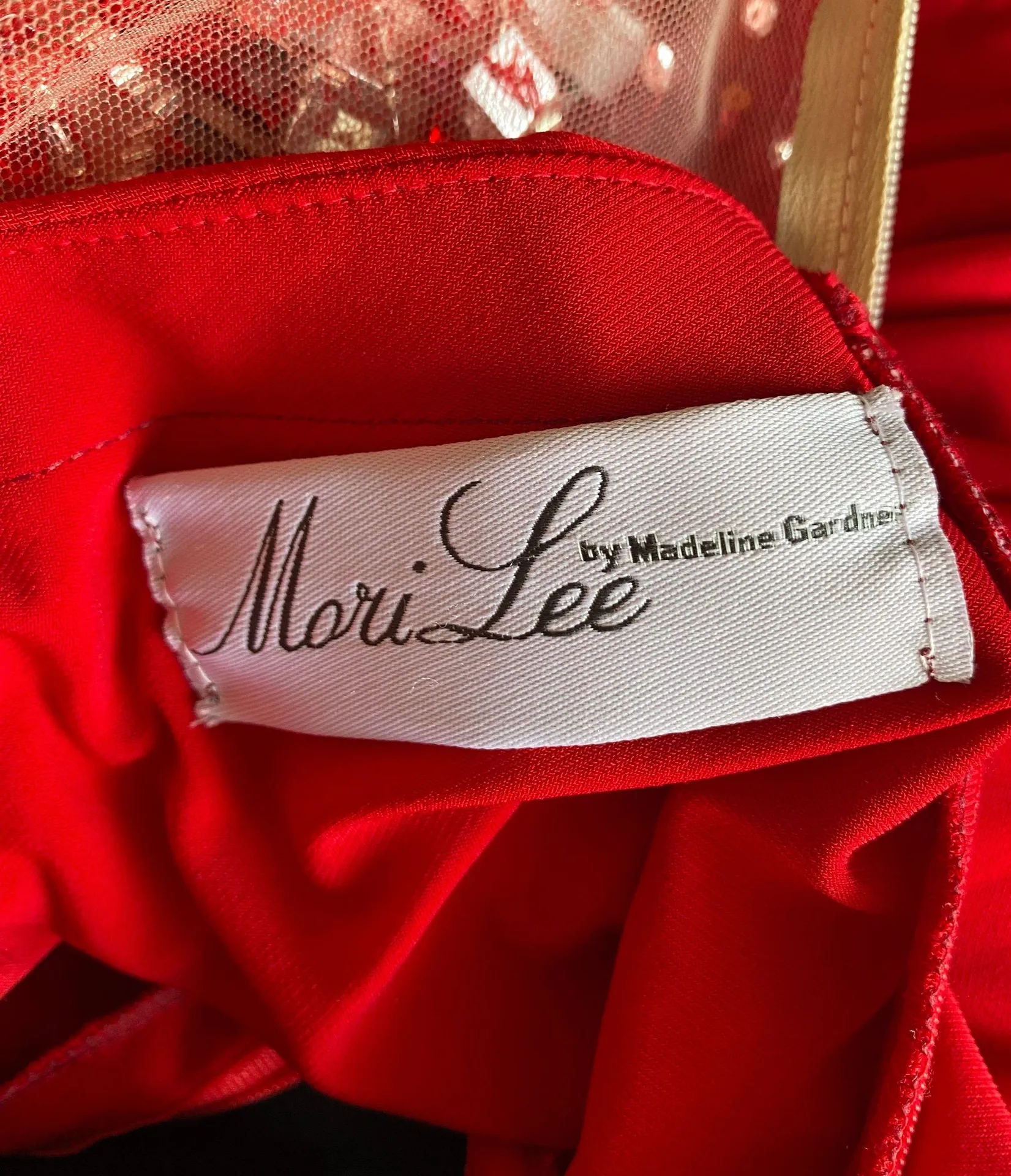 Mori Lee Women’s Sleeveless Mock Neck Red Bodycon - Image 5