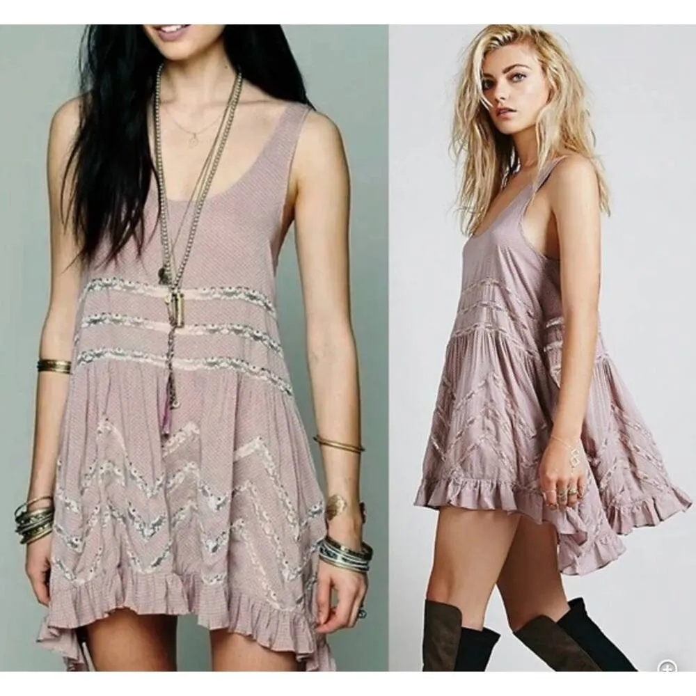 Free People Intimately Trapeze Mini Dress in Misty Combo Pink Size XS - Image 2
