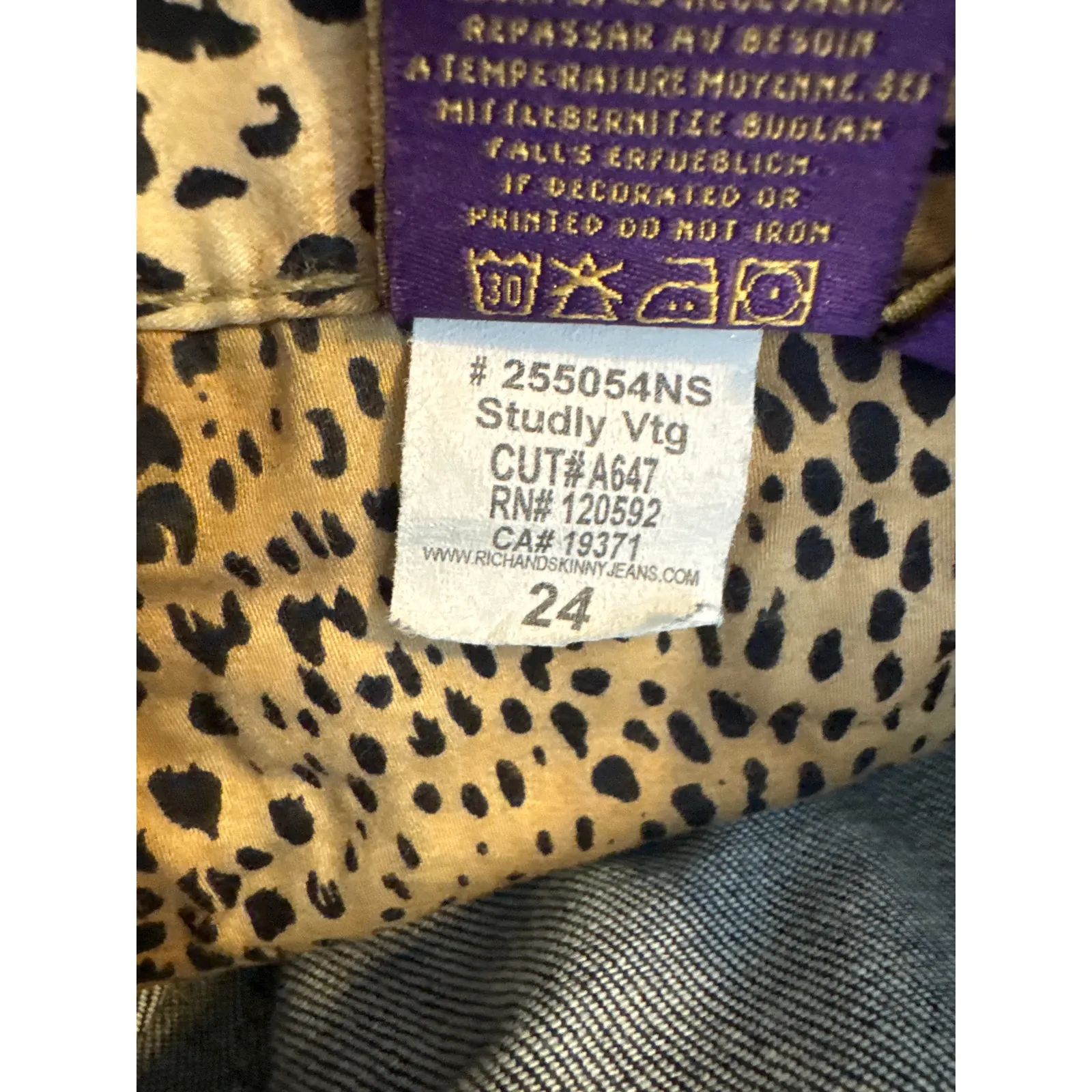 Rich and Skinny Women's Size 24 Chetah Print Blue Skinny Jeans Ankle - Image 6