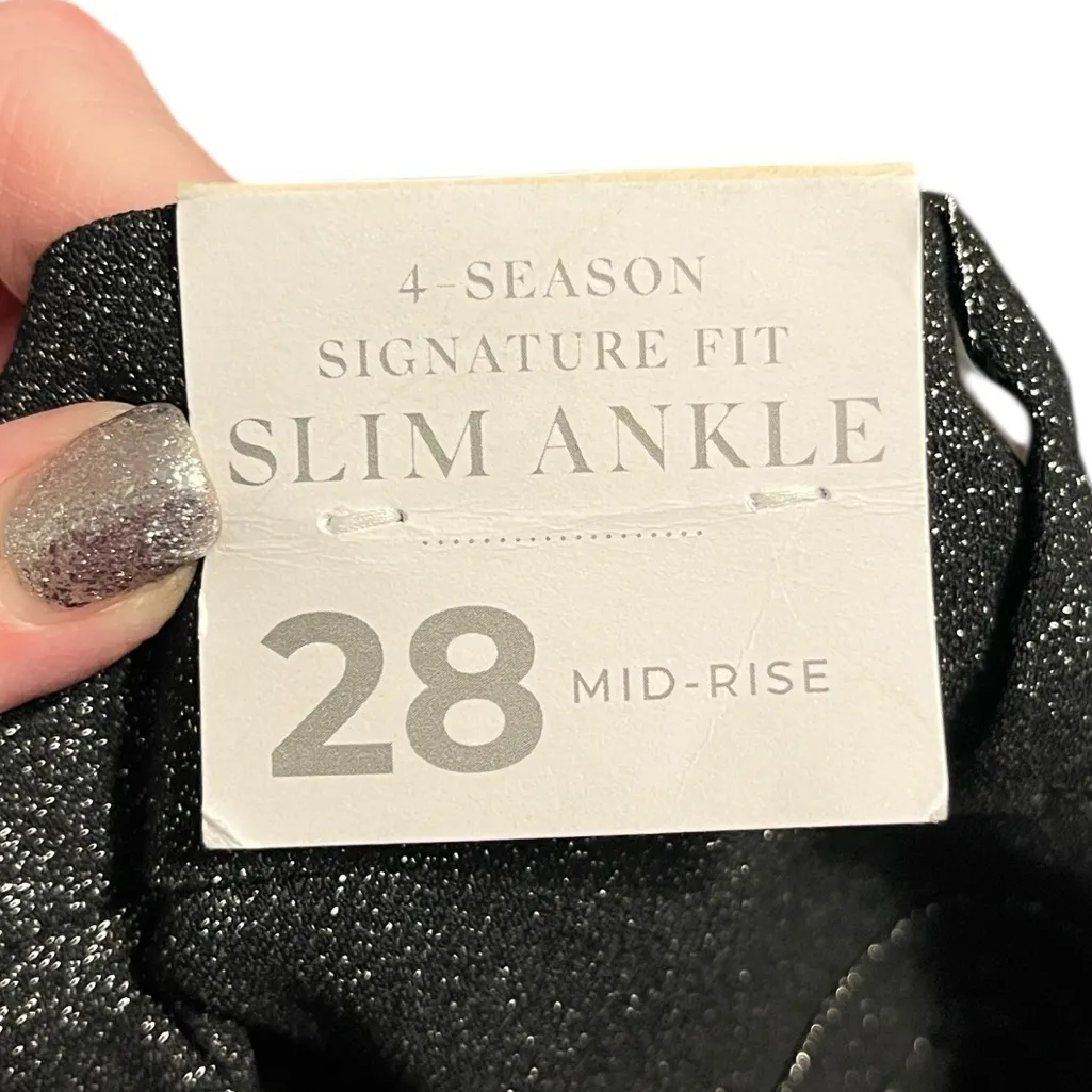 Lane Bryant 4 Season Slim Ankle Mid-Rise Black Trousers with Silver Sparkle - Image 4