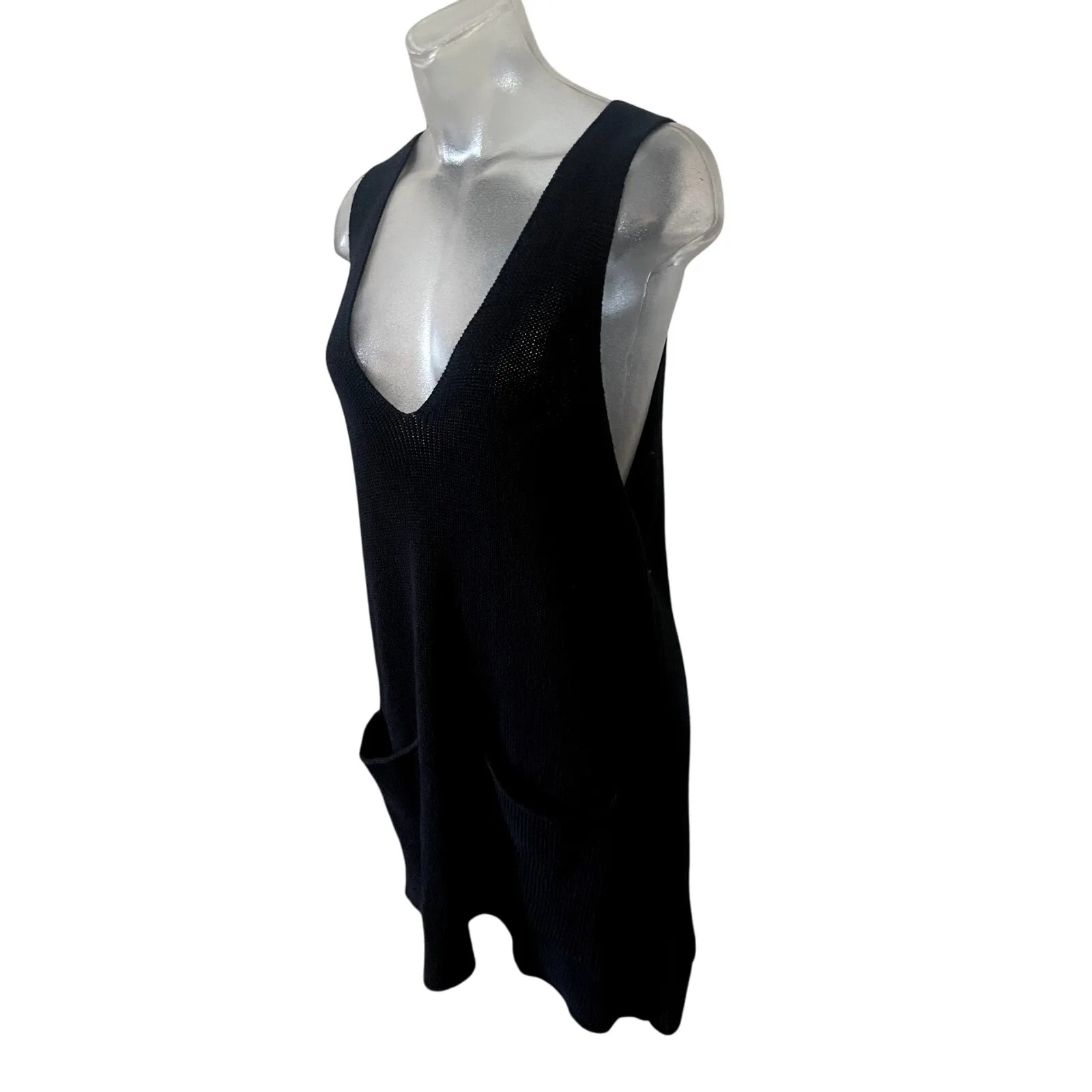 FP BEACH Free People Nikki Sweater Knit Dress Patch Pockets Black Size XS - Image 14