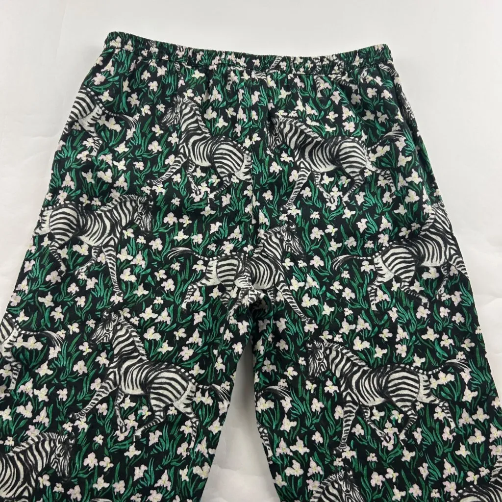 Banana Republic Black Zebra Floral Print Linen Cropped Pant M - Image 6