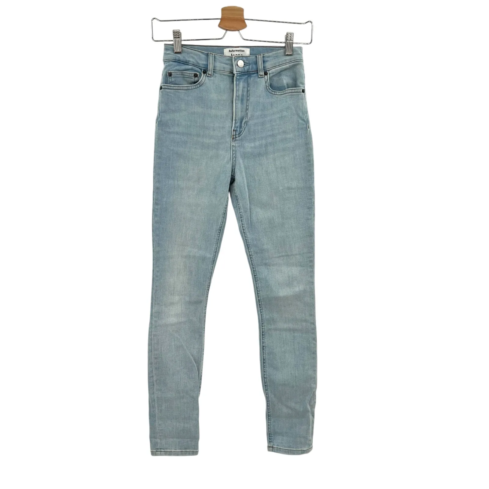 Reformation Harper High Rise Skinny Jeans Amalfi Light Wash‎ Denim Blue Size 24 - Image 3