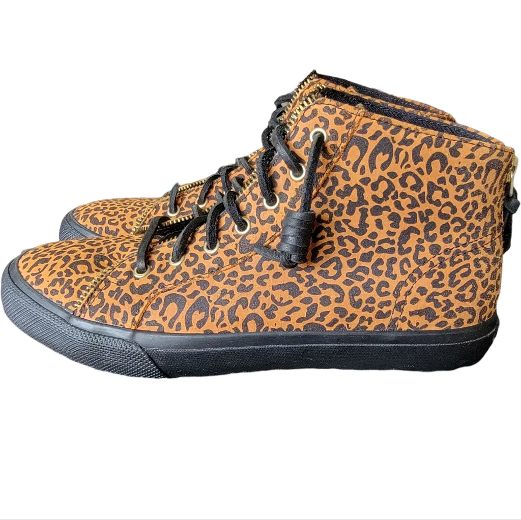 REBECCA MINKOFF x SPERRY Woman's High Top Pony Hair Animal Print Shoes Size 8 - Image 3