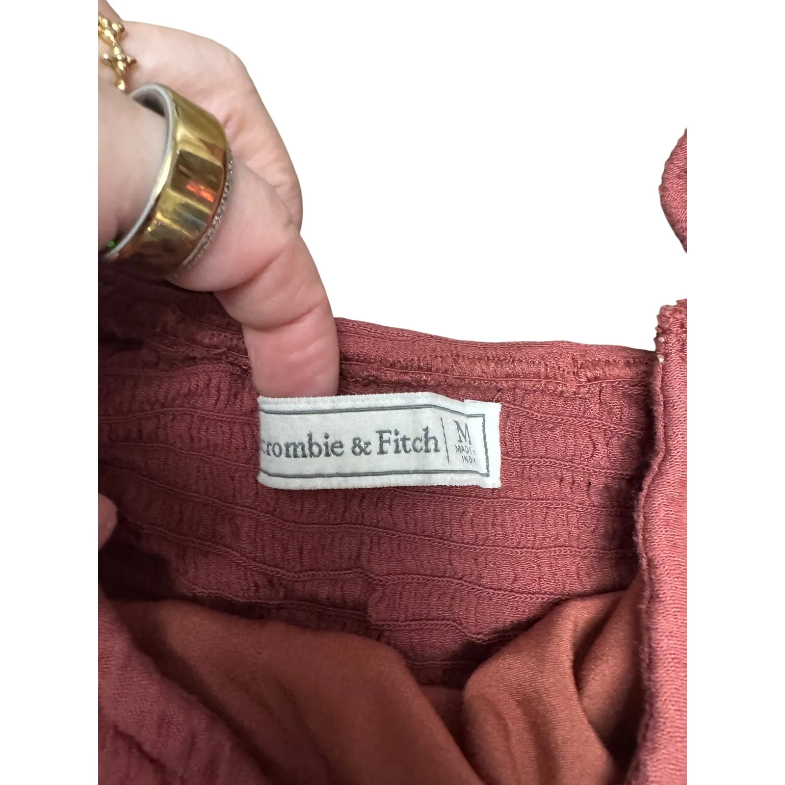 Abercrombie & Fitch Smocked Crop Top Puff Sleeve Blouse Womens Size M - Image 3