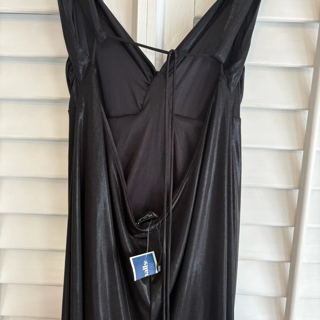Zara Black Shimmer Halter Neckline Maxi Dress Size Large‎ - Image 5