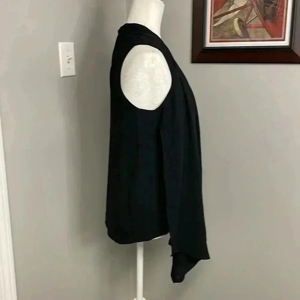 Diane Von Furstenberg Black Dressy Top Blouse Sleeveless Size Medium DVF - Image 3