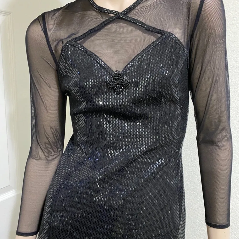 Vintage ST.  JOHN Couture Black Knit Formal Long Evening Dress Size 2 - Image 6