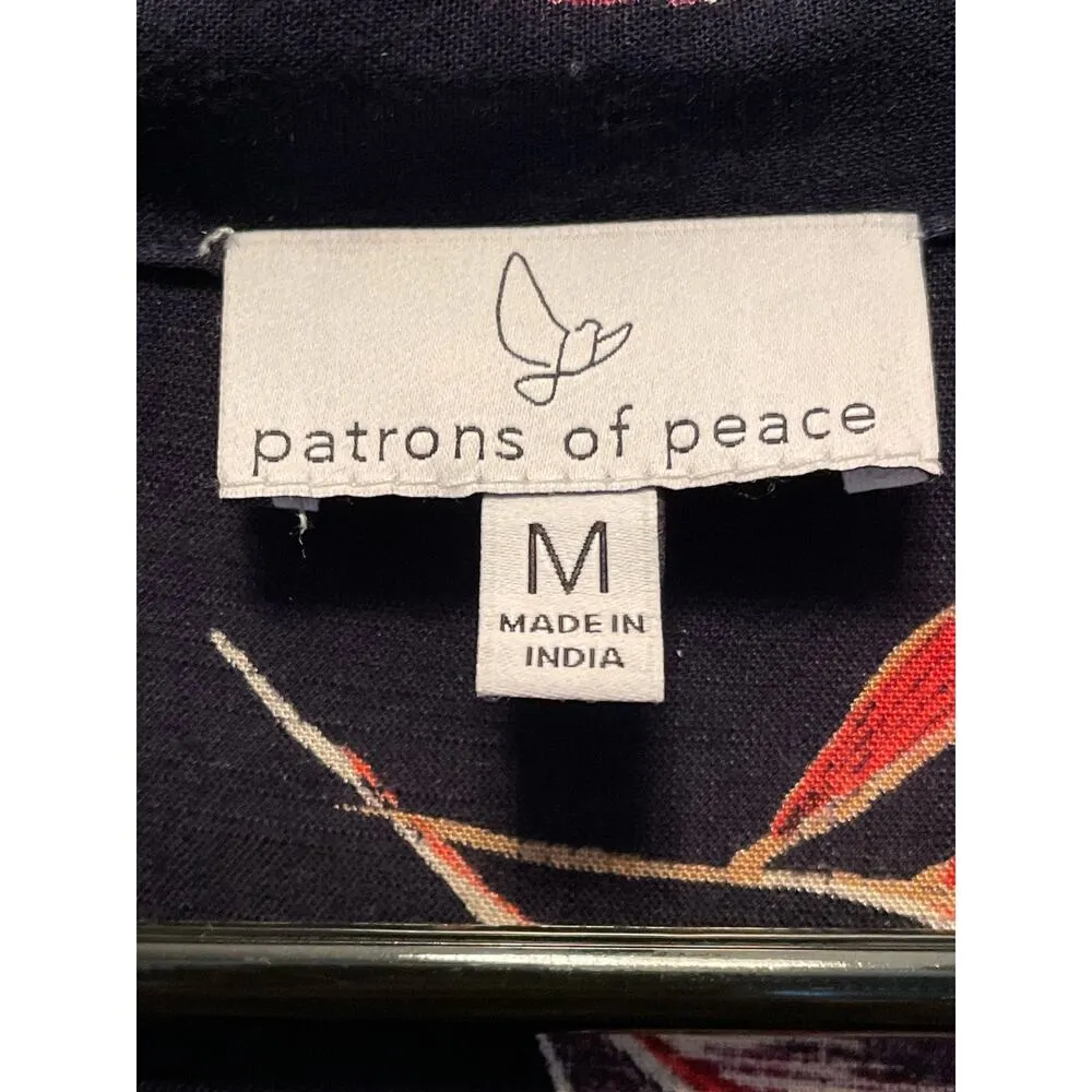 Patrons of Peace Black Tropical Floral Shirt Mini Dress Size Medium - Image 3