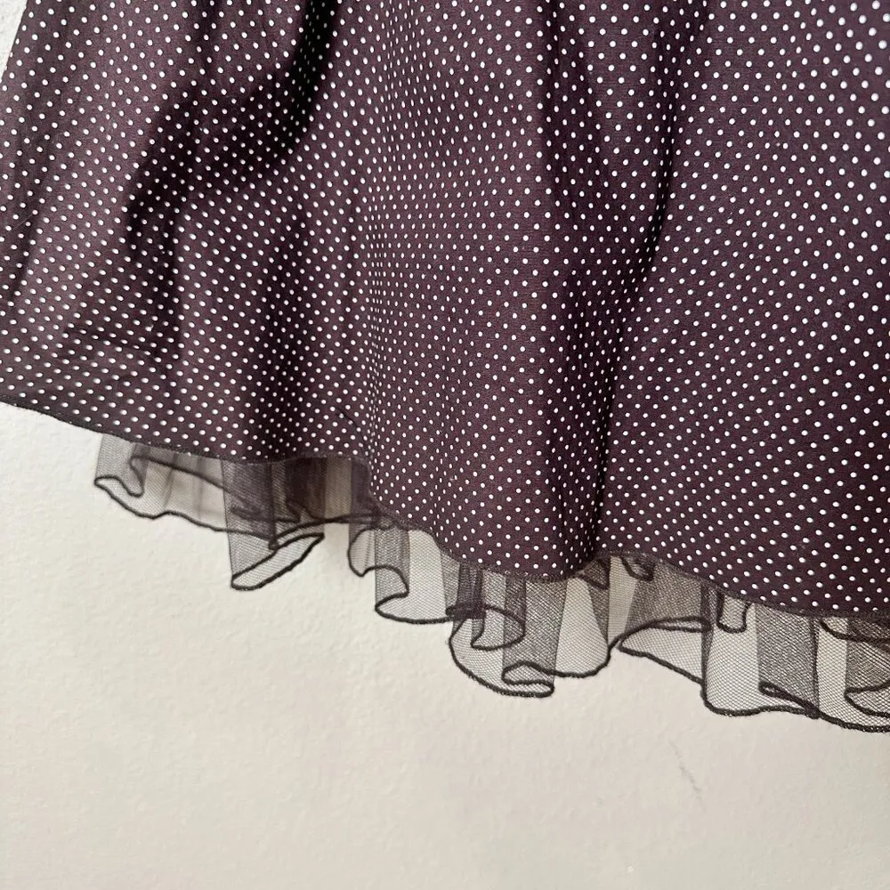 VINTAGE Speechless Party Dress Brown Polka Dots with Sash Tulle - size small - Image 3