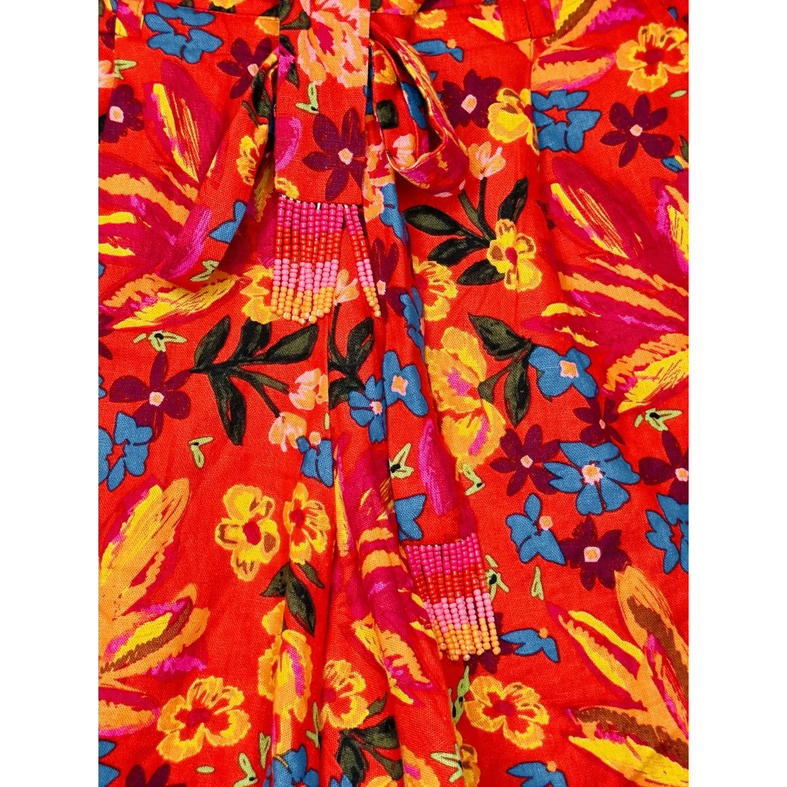 C&C Cali Women Colorful Tropical Hawaiian Tie Front Relaxed Linen‎ Blend Short 6 - Image 2