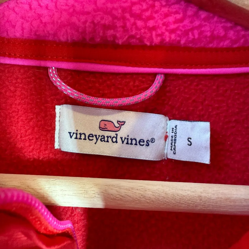 Vineyard Vines 1/4 Zip Colorblock Fleece Pullover Jacket Women's Small Pink Red - Image 8