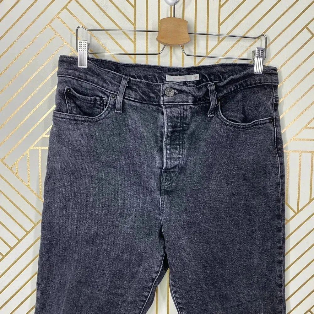 LEVIS Wedgie Skinny Jeans in Black Gray Denim High‎ Rise Size US 32 - Image 5