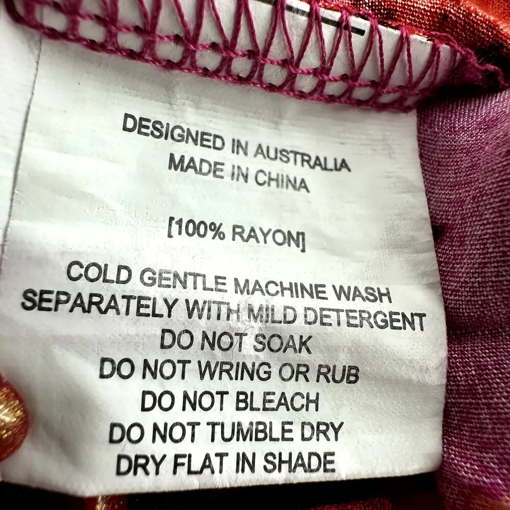 Anthro Abel the Label Reign Maxi Dress Floral Smocked Tiered Red Purple S - Image 5