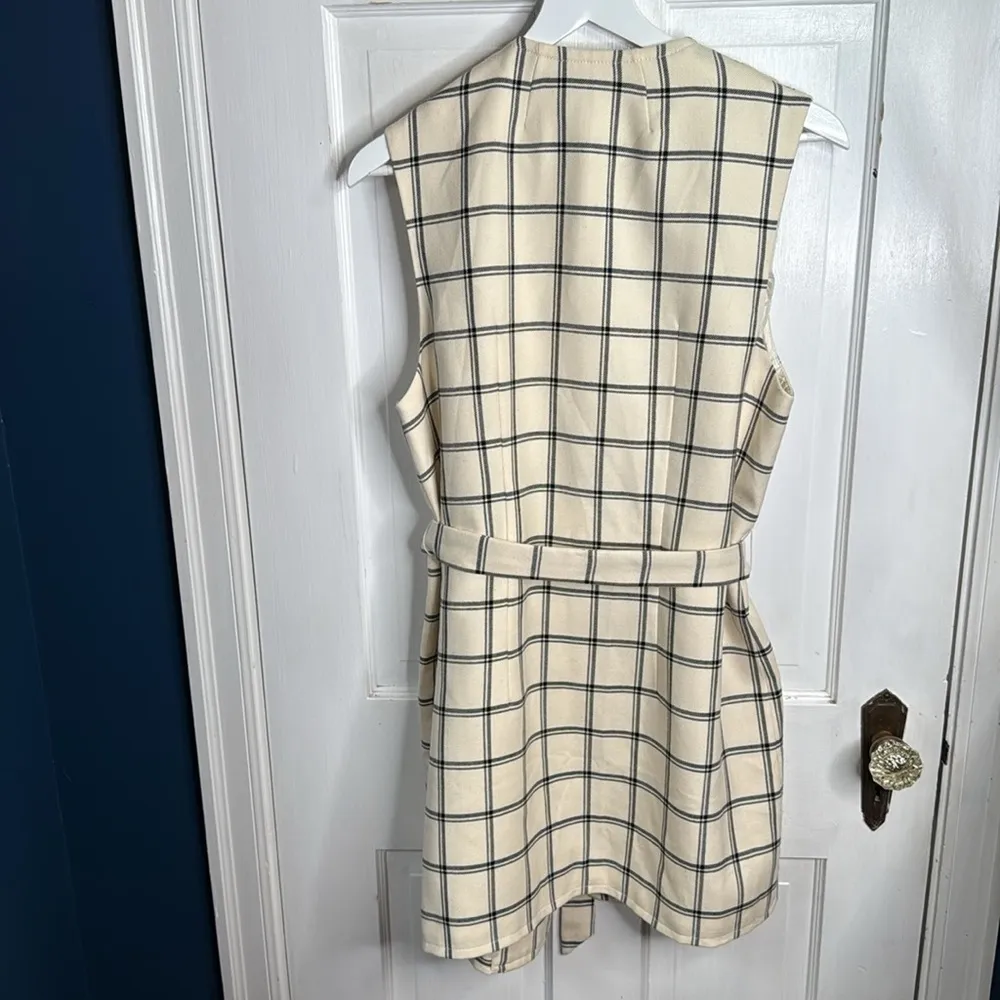 Pendleton Darcy Windowpane Plaid Virgin Wool Wrap Sleeveless Vest W1635 Sz M - Image 9