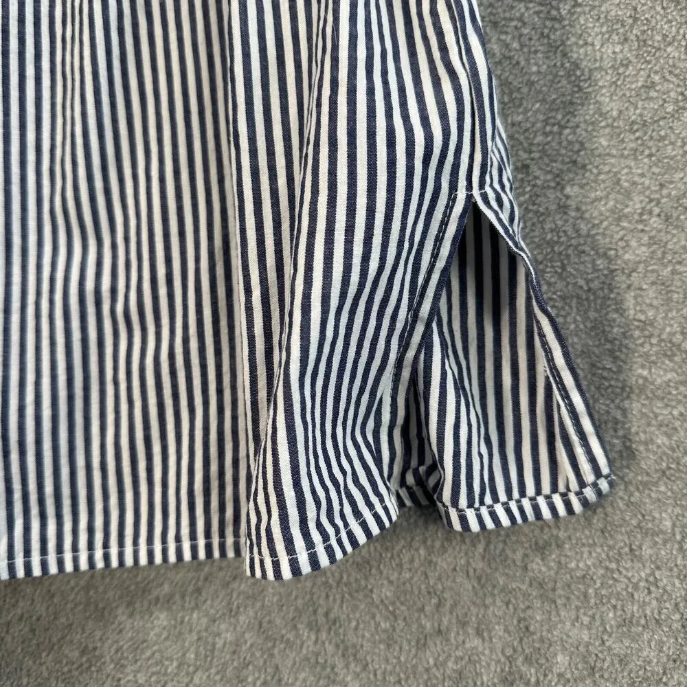 Sunday in Brooklyn Cold Shoulder Top Womens Large Blue/White Stripe Button Front - Image 4