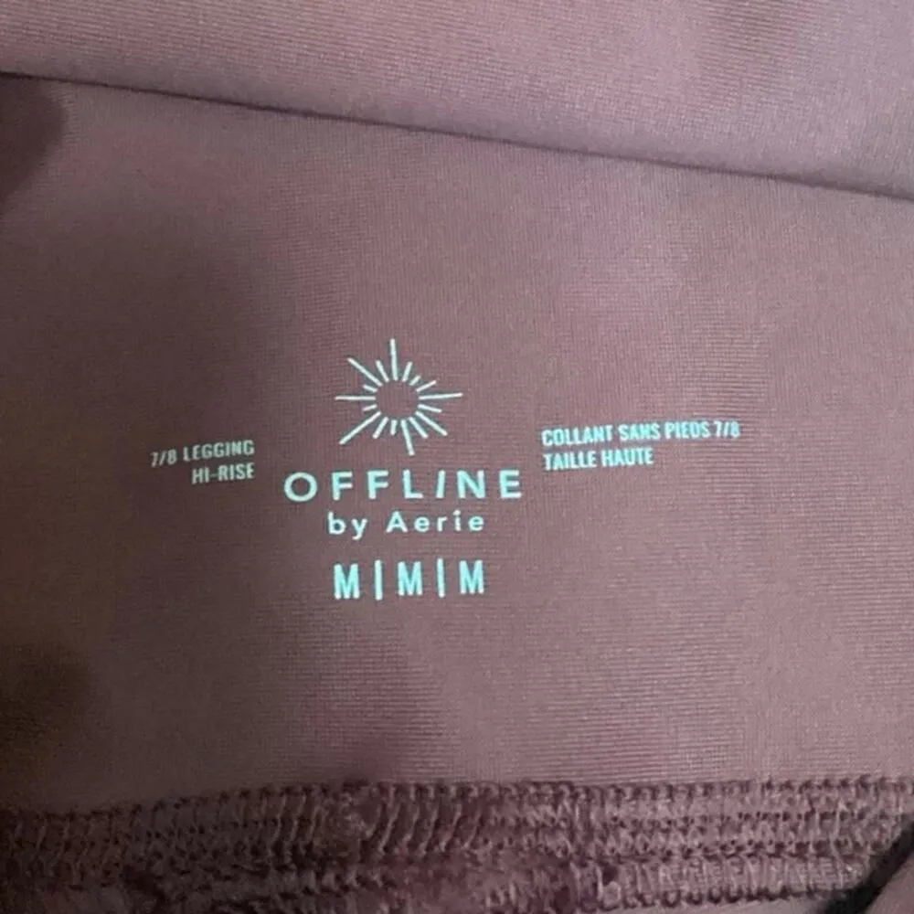 NEW Aerie Maroon Red Pull On High Waisted Ankle Yoga Leggings Workout Pants Sz M Size M - Image 4