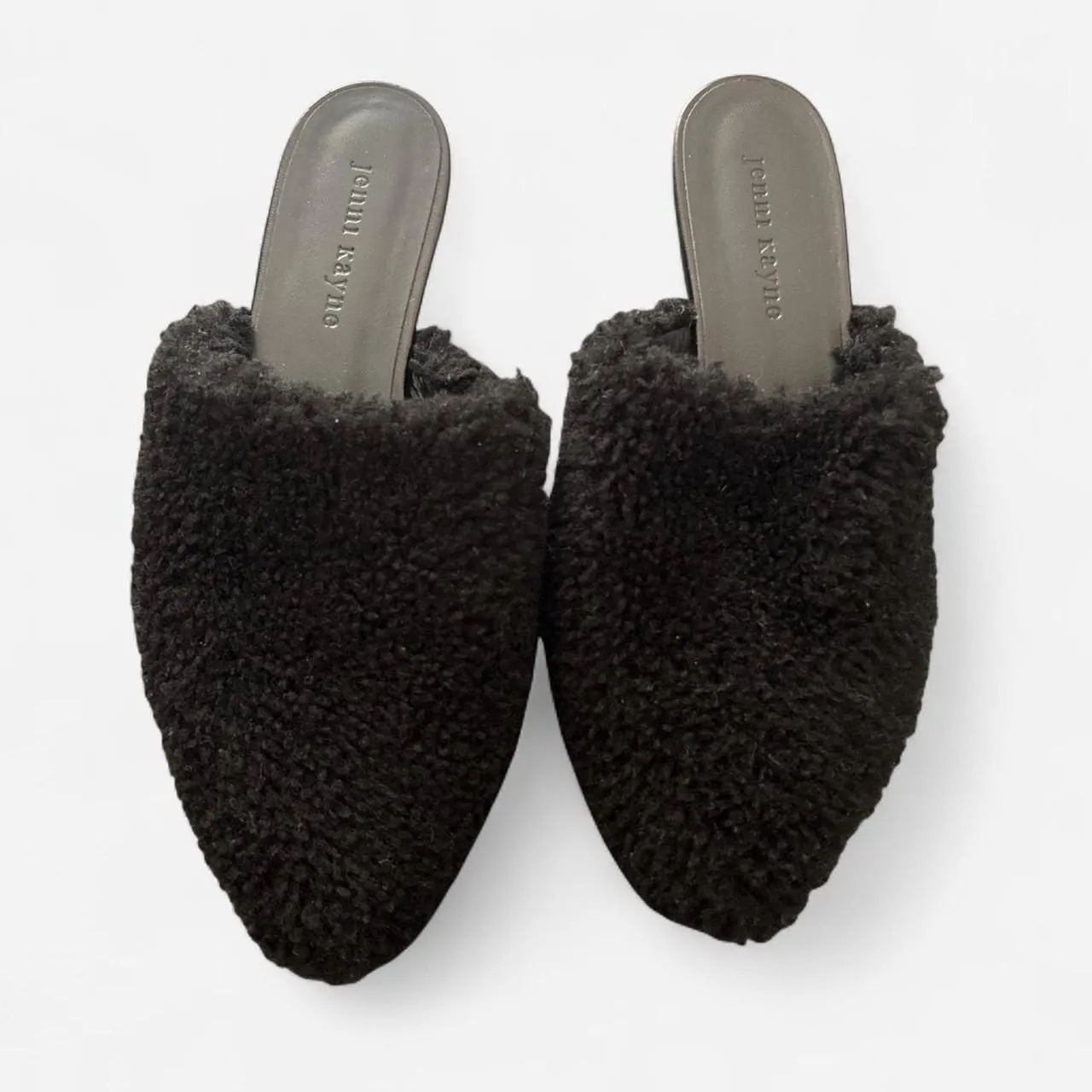 Jenni Kayne Luxe Fuzzy Pointed Shearling Mule Flats Minimalist Quiet Luxury 37/7 - Image 3