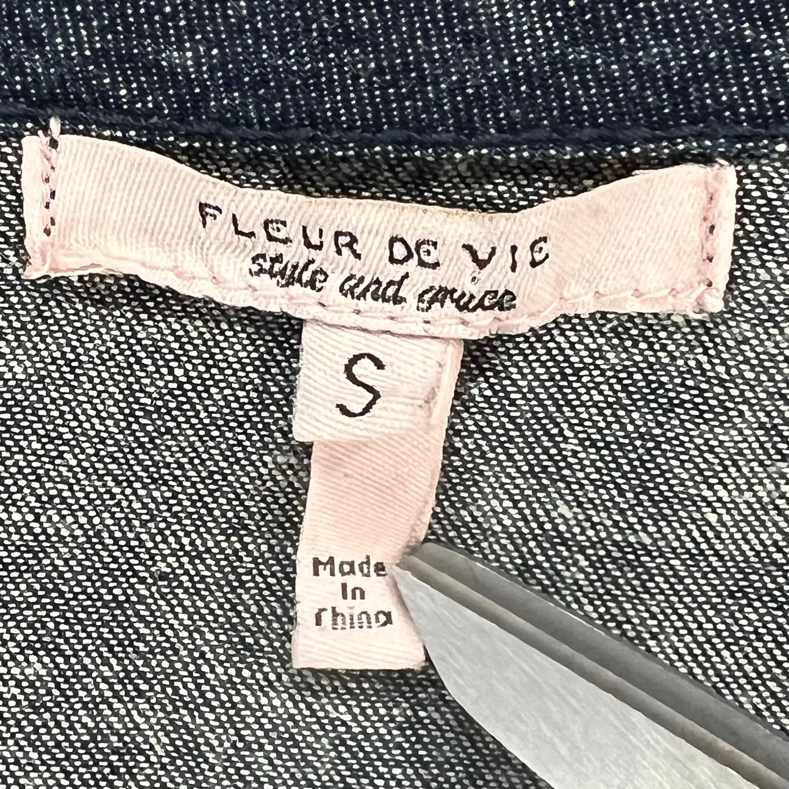 Fleur De Vie Primrose Denim Dress S Blue Babydoll Empire Ruffled Hem Milkmaid - Image 12