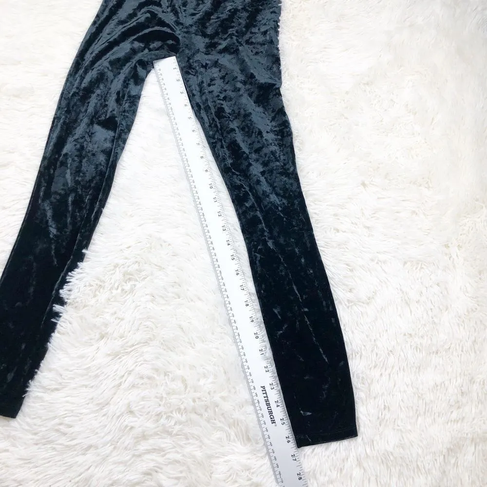 Kendall & Kylie Black Crushed Velvet Ankle Leggings Pants Elastic Waist Size XS - Image 5