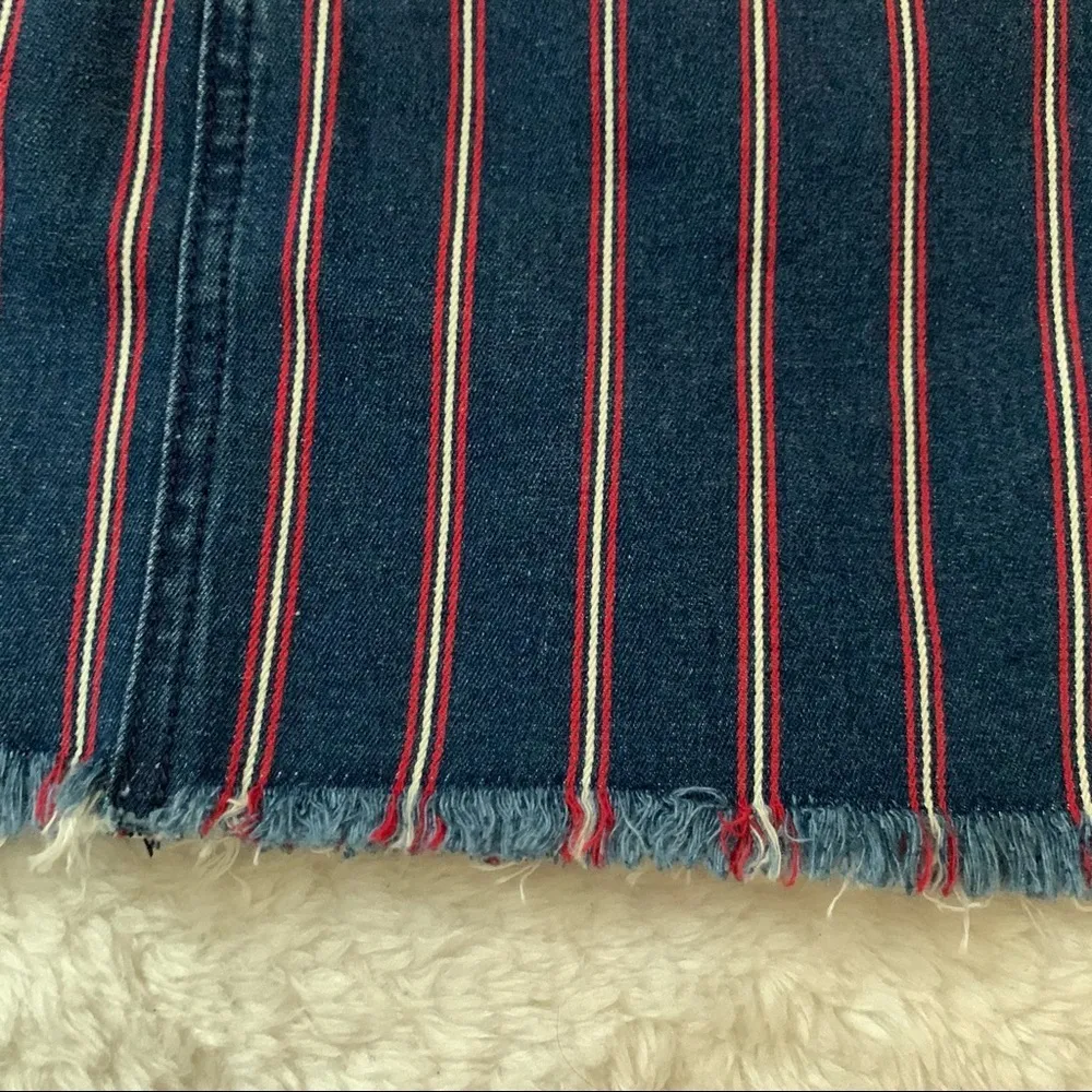 American Eagle Navy Blue Red Striped Y2K USA Denim Skirt 0 NEW - Image 2