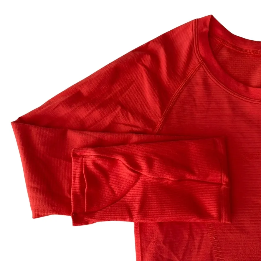 Lululemon Swiftly Tech Long Sleeve Shirt 2.0 Race Length Hot Heat Red Size 4 - Image 3
