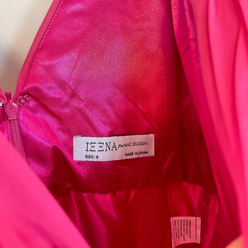 MAC DUGGAL Pleated Ruffle Cap Sleeve Chiffon Gown in Fuchsia Size US 8 - Image 6