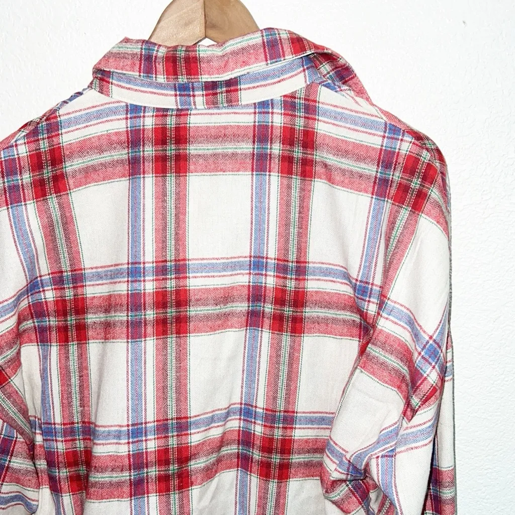 Shein Plaid Women’s Oversized Red And White Button Front Long Sleeve - Image 11