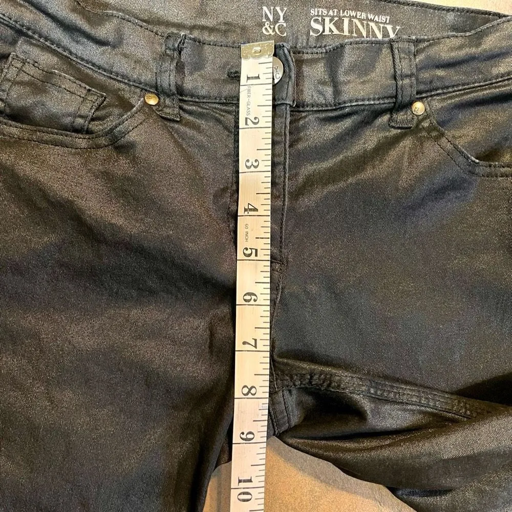 New York & Company Shiny Skinny Black Jeans Size 4 - Image 4